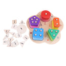 Wooden Stacking Geometry Blocks with Fraction Number Board Puzzle Early Number Math Color Shapes Cognition Learning Stacking Sorting Kids Baby Toy