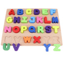 Wooden Uppercase Letter Learning Puzzle Alphabet Blocks Board Kids Spelling Toy with 26 Alphabet Reading Sorting Matching Developmental Toy