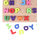 Wooden Uppercase Letter Learning Puzzle Alphabet Blocks Board Kids Spelling Toy with 26 Alphabet Reading Sorting Matching Developmental Toy