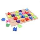 Wooden Uppercase Letter Learning Puzzle Alphabet Blocks Board Kids Spelling Toy with 26 Alphabet Reading Sorting Matching Developmental Toy