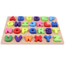 Wooden Uppercase Letter Learning Puzzle Alphabet Blocks Board Kids Spelling Toy with 26 Alphabet Reading Sorting Matching Developmental Toy
