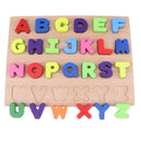 Wooden Uppercase Letter Learning Puzzle Alphabet Blocks Board Kids Spelling Toy with 26 Alphabet Reading Sorting Matching Developmental Toy