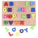 Wooden Uppercase Letter Learning Puzzle Alphabet Blocks Board Kids Spelling Toy with 26 Alphabet Reading Sorting Matching Developmental Toy