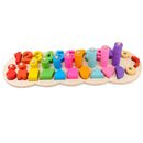 2-in-1 Caterpillar Wooden Geometry Blocks Inserting Numbers Counting Board Kids/Baby Developmental Mathematics Toy