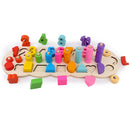 2-in-1 Caterpillar Wooden Geometry Blocks Inserting Numbers Counting Board Kids/Baby Developmental Mathematics Toy