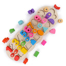 2-in-1 Caterpillar Wooden Geometry Blocks Inserting Numbers Counting Board Kids/Baby Developmental Mathematics Toy