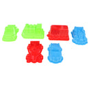 6 Pieces Of Plastic Colorful Vehicle Molds Kids Summer Beach Sandcastle Toy Set, Vehicle, Truck, Racing Car and Train