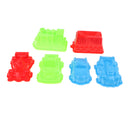 6 Pieces Of Plastic Colorful Vehicle Molds Kids Summer Beach Sandcastle Toy Set, Vehicle, Truck, Racing Car and Train