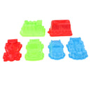 6 Pieces Of Plastic Colorful Vehicle Molds Kids Summer Beach Sandcastle Toy Set, Vehicle, Truck, Racing Car and Train