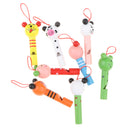8 PCS Wooden Cute Animal Heads Whistles Flute Trumpet Musical Instrument Sounding Toys Playset Party Supplies