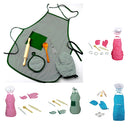 Fun Kitchen Cooking Baking Food Cake Kits, Pretend Role Play Development Toy Chef Apron Glove Set, Wooden Spoon Rolling Pin Whisk Kits