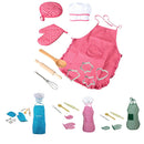 Fun Kitchen Cooking Baking Food Cake Kits, Pretend Role Play Development Toy Chef Apron Glove Set, Wooden Spoon Rolling Pin Whisk Kits