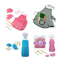 Fun Kitchen Cooking Baking Food Cake Kits, Pretend Role Play Development Toy Chef Apron Glove Set, Wooden Spoon Rolling Pin Whisk Kits