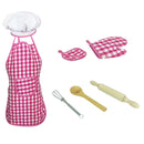 Fun Kitchen Cooking Baking Food Cake Kits, Pretend Role Play Development Toy Chef Apron Cap Glove Set, Wooden Spoon Rolling Pin Whisk Kits