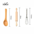 Fun Kitchen Cooking Baking Food Cake Kits, Pretend Role Play Development Toy Chef Apron Cap Glove Set, Wooden Spoon Rolling Pin Whisk Kits