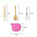 Fun Kitchen Cooking Baking Food Cake Kits, Pretend Role Play Development Toy Chef Apron Cap Glove Set, Wooden Spoon Rolling Pin Whisk Kits