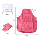11 pieces Kids Kitchen Cooking Baking Food Cake Kits, Pretend Play Game Toy Chef Apron Cap Glove Set, Wooden Spoon Rolling Pin Whisk Cake Molds Kits Red
