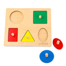 Square Board Wooden Montessori Geometry Blocks Shapes Sorting Peg Puzzle Jigsaw Baby Early Learning Toy Gift