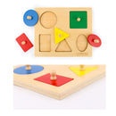 Square Board Wooden Montessori Geometry Blocks Shapes Sorting Peg Puzzle Jigsaw Baby Early Learning Toy Gift