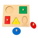 Square Board Wooden Montessori Geometry Blocks Shapes Sorting Peg Puzzle Jigsaw Baby Early Learning Toy Gift
