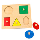 Square Board Wooden Montessori Geometry Blocks Shapes Sorting Peg Puzzle Jigsaw Baby Early Learning Toy Gift