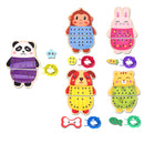 Cartoon Wooden Animal Threading Lacing Changing Clothes Puzzles Set Kids/Baby Educational Toy Birthday Gift