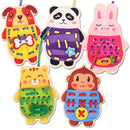 Cartoon Wooden Animal Threading Lacing Changing Clothes Puzzles Set Kids/Baby Educational Toy Birthday Gift