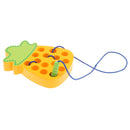 Montessori Wooden Caterpillar Eating Fruits Game Threading Kids Educational Toy Birthday Gift - Pineapple