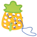 Montessori Wooden Caterpillar Eating Fruits Game Threading Kids Educational Toy Birthday Gift - Pineapple