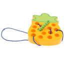 Montessori Wooden Caterpillar Eating Fruits Game Threading Kids Educational Toy Birthday Gift - Pineapple