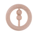 5 Pieces Baby Natural Wooden Montessori Rattle Drum & Teethers Ring Teething Chewable Sound Toy Infant Teether Developmental Gift