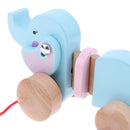 Cute Cartoon Elephant Wooden Walk ALong Pull Walking Toy For Baby Toddler