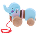 Cute Cartoon Elephant Wooden Walk ALong Pull Walking Toy For Baby Toddler