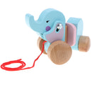 Cute Cartoon Elephant Wooden Walk ALong Pull Walking Toy For Baby Toddler