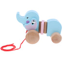 Cute Cartoon Elephant Wooden Walk ALong Pull Walking Toy For Baby Toddler