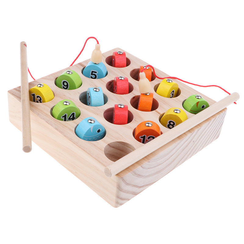 1-15 Numbers Wooden Magnet Digital Fishing Game Creative Cognition Educational Toy Play Fun