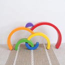 Montessori Wooden Stacking Game Building Blocks Children Educational Toy -Rainbow Color