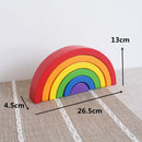 Montessori Wooden Stacking Game Building Blocks Children Educational Toy -Rainbow Color