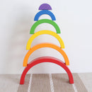 Montessori Wooden Stacking Game Building Blocks Children Educational Toy -Rainbow Color