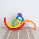 Montessori Wooden Stacking Game Building Blocks Children Educational Toy -Rainbow Color