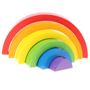Montessori Wooden Stacking Game Building Blocks Children Educational Toy -Rainbow Color