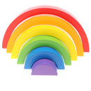 Montessori Wooden Stacking Game Building Blocks Children Educational Toy -Rainbow Color