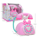 Plastic Electronic Vintage Telephone Landline Kids Pretend Play Early Educational Toy Birthday Gift - Pink