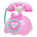 Plastic Electronic Vintage Telephone Landline Kids Pretend Play Early Educational Toy Birthday Gift - Pink