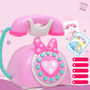 Plastic Electronic Vintage Telephone Landline Kids Pretend Play Early Educational Toy Birthday Gift - Pink
