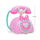 Plastic Electronic Vintage Telephone Landline Kids Pretend Play Early Educational Toy Birthday Gift - Pink