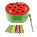 Wooden Magnetic Apple Caterpillar Catching Toy, Kids Baby Early Skill Developmental Toy