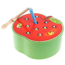 Wooden Magnetic Apple Caterpillar Catching Toy, Kids Baby Early Skill Developmental Toy