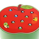 Wooden Magnetic Apple Caterpillar Catching Toy, Kids Baby Early Skill Developmental Toy