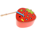 Wooden Magnetic Strawberry Caterpillar Catching Toy, Kids Baby Early Skill Developmental Toy